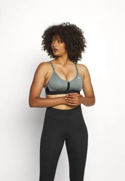 Nike Performance INDY V NECK BRA - Sport-BH Mit Leichter Stützkraft - Smoke Grey/pure/black/white | Damen
