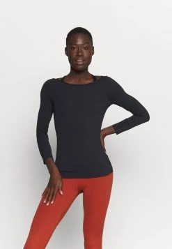 Nike Performance Damen THE YOGA LUXE - Langarmshirt - Black/dark Smoke Grey