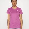Nike Performance Damen DRY TEE CREW - Sport T-shirt - Light Bordeaux/white