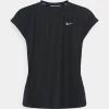 Nike Performance FITTED - T-Shirt Basic - Black/white | Damen
