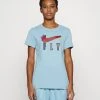 Nike Performance Damen TEE FLY - Sport T-shirt - Worn Blue