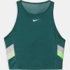 Nike Performance Damen STRIPE CROP TANK - Top - Dark Teal Green/lime Glow