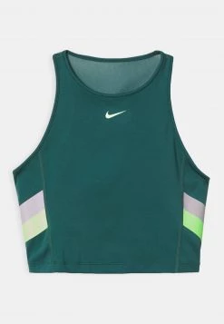 Nike Performance Damen STRIPE CROP TANK - Top - Dark Teal Green/lime Glow