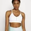 Nike Performance Damen INDY V NECK BRA - Sport-BH Mit Leichter Stützkraft - White/grey Fog/particle Grey