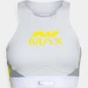 Nike Performance Damen AIR MAX MOTIF BRA - Sport-BH Mit Mittlerer Stützkraft - Photon Dust/vivid Sulfur/particle Grey/vivid Sulfur