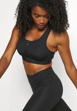 Nike Performance Damen ZIP FRONT BRA - Sport-BH Mit Mittlerer Stützkraft - Black/white -Angebote Nike Store 2166aaad6e9f4f7a865f514873586a29