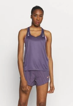 Nike Performance Damen MILER TANK RACER - Sport T-shirt - Dark Raisin/silver