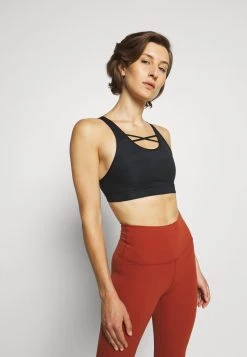 Nike Performance Damen STRAPPY BRA - Sport-BH Mit Mittlerer Stützkraft - Black/dark Smoke Grey