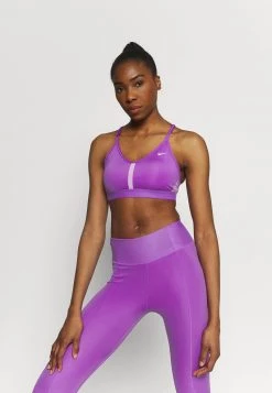 Nike Performance Damen INDY V NECK BRA - Sport-BH Mit Leichter Stützkraft - Wild Berry/violet Shock/white