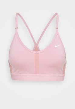 Nike Performance Damen INDY V NECK BRA - Sport-BH Mit Leichter Stützkraft - Pink Glaze/rust Pink/white