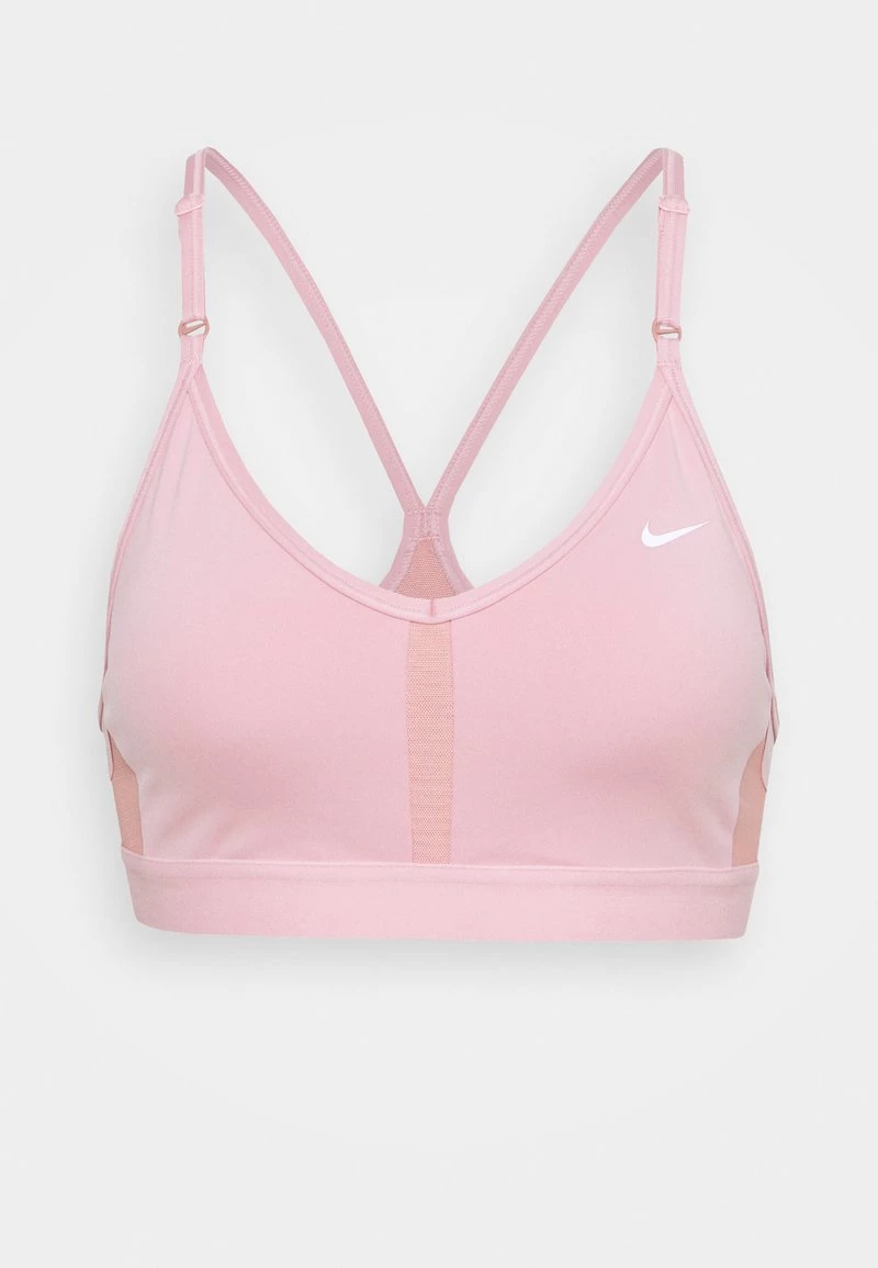 Nike Performance Damen INDY V NECK BRA - Sport-BH Mit Leichter Stützkraft - Pink Glaze/rust Pink/white 1 Nike Performance Damen INDY V NECK BRA - Sport-BH Mit Leichter Stützkraft - Pink Glaze/rust Pink/white