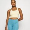 Nike Performance LUXE CROP TANK - Sport T-shirt - Pale Vanilla/coconut Milk | Damen