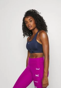 Nike Performance Damen ZIP FRONT BRA - Sport-BH Mit Mittlerer Stützkraft - Midnight Navy/white -Angebote Nike Store 3a14255a0b75487abf070bebc77419cc