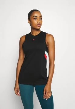 Nike Performance Damen DRY STRIPE - Top - Black/chile Red