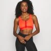 Nike Performance ZIP FRONT BRA - Sport-BH Mit Mittlerer Stützkraft - Chile Red/white | Damen