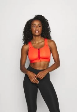 Nike Performance ZIP FRONT BRA - Sport-BH Mit Mittlerer Stützkraft - Chile Red/white | Damen
