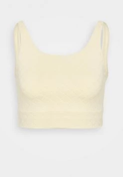 Nike Performance LUXE CROP TANK - Sport T-shirt - Pale Vanilla/coconut Milk | Damen -Angebote Nike Store 47a6a582a5c749cc96eeabec0154f664