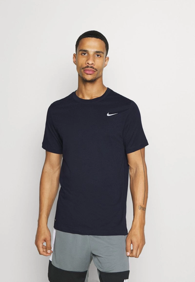 Nike Performance Herren TEE CREW SOLID - Sport T-shirt - Obsidian/matte Silver 1 Nike Performance Herren TEE CREW SOLID - Sport T-shirt - Obsidian/matte Silver