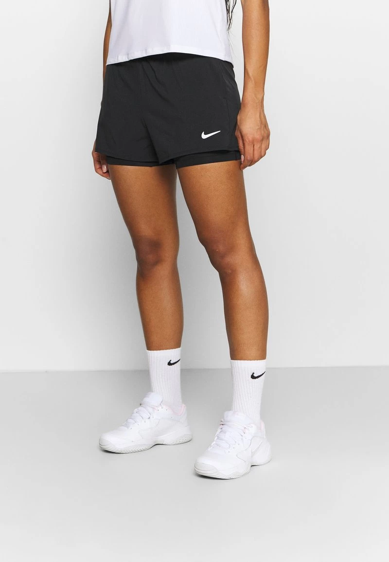 Nike Performance NIKECOURT DRI-FIT VICTORY DAMEN-TENNISSHORTS - Kurze Sporthose - Black/white 1 Nike Performance NIKECOURT DRI-FIT VICTORY DAMEN-TENNISSHORTS - Kurze Sporthose - Black/white