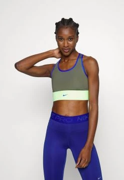 Nike Performance Damen BRA - Sport-BH Mit Mittlerer Stützkraft - Medium Olive/lime Glow/hyper Royal