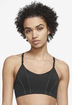 Nike Performance Damen W NY DF INDY METALLIC TAPE BRA - Sport BH - Black/(dk Smoke Grey)