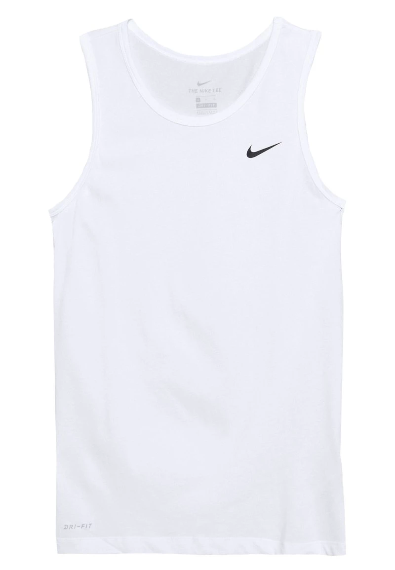 Nike Performance DRY TANK SOLID - Sport T-shirt - White/black | Herren 1 Nike Performance DRY TANK SOLID - Sport T-shirt - White/black | Herren