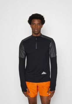 Nike Performance Herren TRAIL - Langarmshirt - Black/dark Smoke Grey