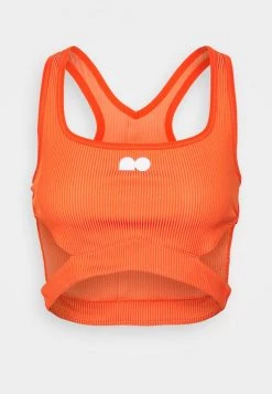 Nike Performance Damen CROP - Sport T-shirt - Orange Frost/team Orange/white