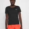 Nike Performance Damen RUN - T-Shirt Basic - Black/bright Crimson/silver