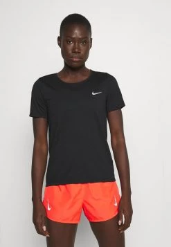 Nike Performance Damen RUN - T-Shirt Basic - Black/bright Crimson/silver