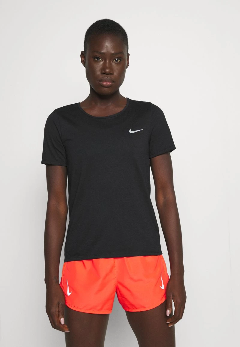 Nike Performance Damen RUN - T-Shirt Basic - Black/bright Crimson/silver 1 Nike Performance Damen RUN - T-Shirt Basic - Black/bright Crimson/silver