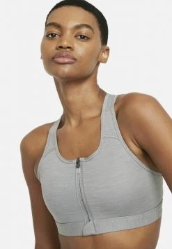 Nike Performance Damen ZIP FRONT BRA - Sport-BH Mit Mittlerer Stützkraft - Particle Grey Heather Black -Angebote Nike Store 5fa216ecbb7e46bb84a71341dc24ba1f