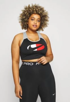 Nike Performance Damen LOGO BRA - Sport-BH Mit Mittlerer Stützkraft - Black/light Smoke Grey/white