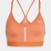 Nike Performance Damen INDY V NECK BRA - Sport-BH Mit Leichter Stützkraft - Madder Root/white