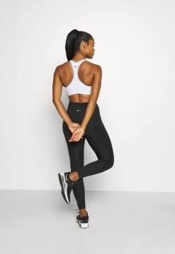 Nike Performance Damen LOGO BRA - Sport-BH Mit Mittlerer Stützkraft - Black/white/light Smoke Grey -Angebote Nike Store 6bc5fc5465db4a96a6dc9740fd6af385