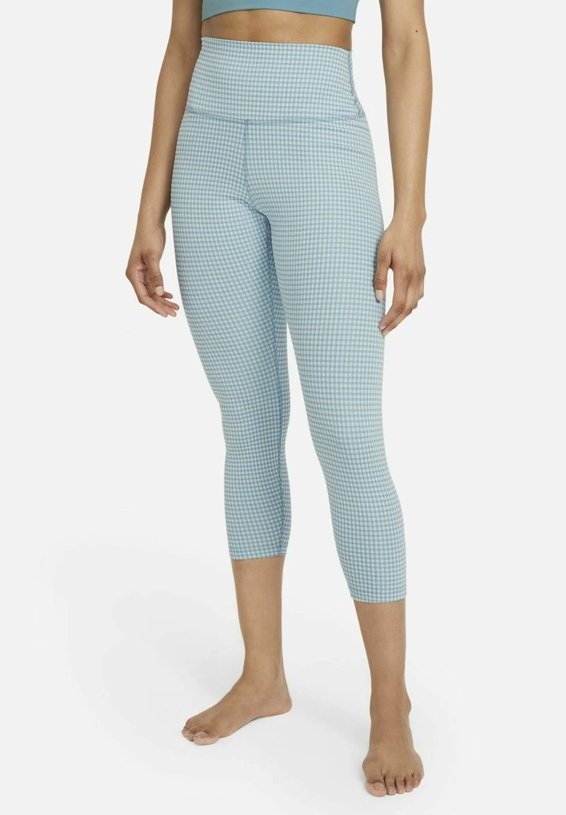 Nike Performance Damen GINGHAM CROP - Tights - Sail/cerulean/cerulean 1 Nike Performance Damen GINGHAM CROP - Tights - Sail/cerulean/cerulean
