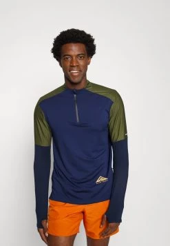 Nike Performance Herren TRAIL - Langarmshirt - Midnight Navy/rough Green/obsidian