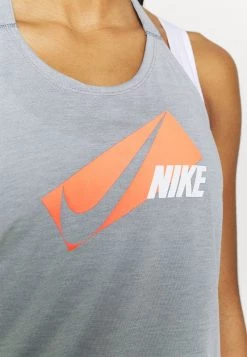 Nike Performance Damen DRY ELASTIKA - Sport T-shirt - Smoke Grey Heather/bright Mango/white -Angebote Nike Store 8378b3026163441ebd447a0b7bae2d6b