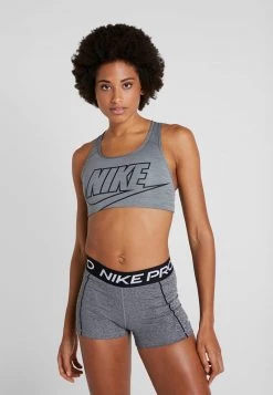 Nike Performance Damen FUTURA BRA - Sport-BH Mit Mittlerer Stützkraft - Smoke Grey/pure/black