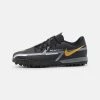 Nike Performance JR PHANTOM GT2 ACADEMY TF UNISEX - Fußballschuh Multinocken - Black/metallic Dark Grey/metallic Gold