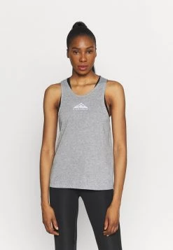 Nike Performance CITY SLEEK TANK TRAIL - Sport T-shirt - Dark Grey Heather/silver | Damen
