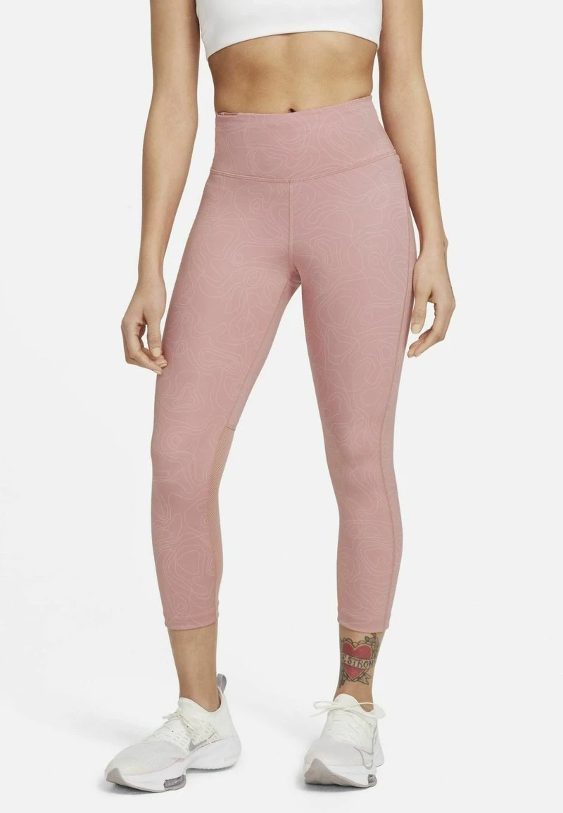 Nike Performance Damen RUN FAST CROP - Tights - Rust Pink 1 Nike Performance Damen RUN FAST CROP - Tights - Rust Pink
