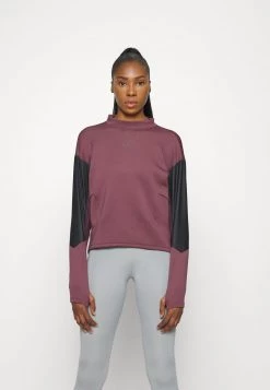 Nike Performance Damen RUN CREW - Sweatshirt - Dark Wine/black/pale Coral