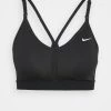 Nike Performance Damen INDY V NECK BRA - Sport-BH Mit Leichter Stützkraft - Black/white