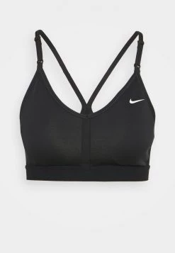 Nike Performance Damen INDY V NECK BRA - Sport-BH Mit Leichter Stützkraft - Black/white