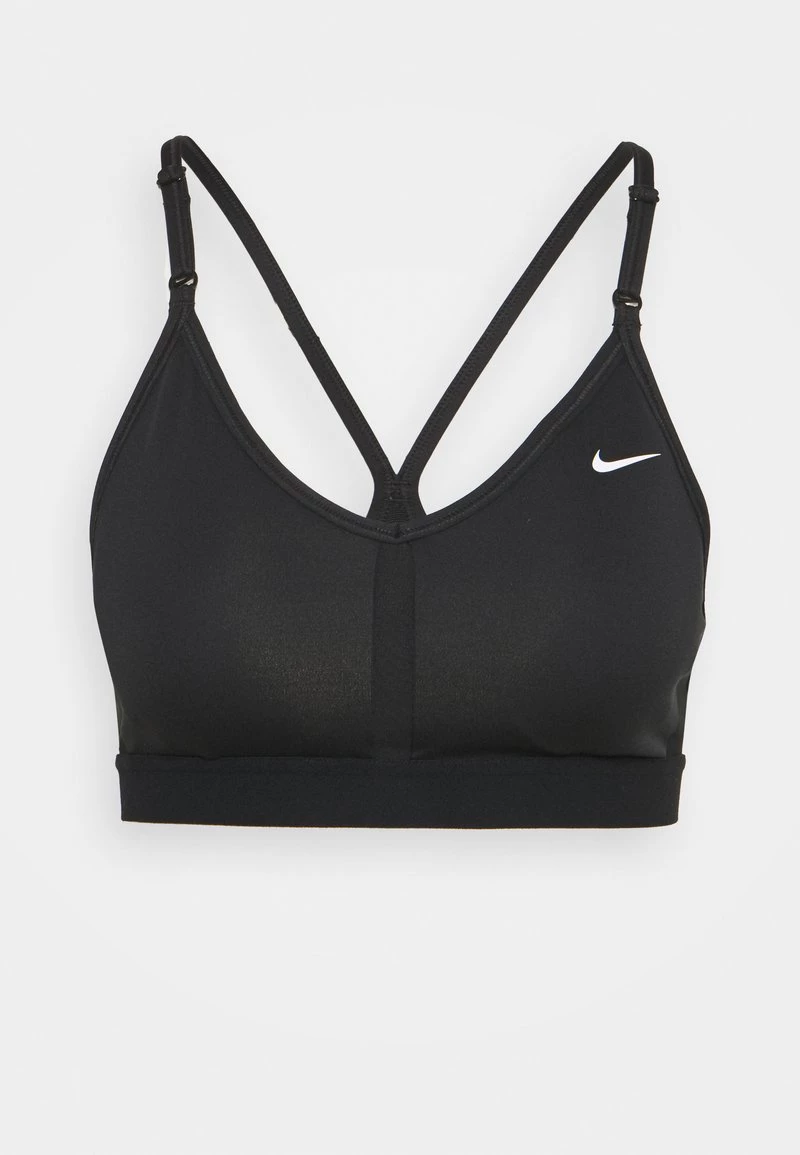 Nike Performance Damen INDY V NECK BRA - Sport-BH Mit Leichter Stützkraft - Black/white 1 Nike Performance Damen INDY V NECK BRA - Sport-BH Mit Leichter Stützkraft - Black/white