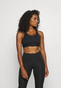 Nike Performance Damen ZIP FRONT BRA - Sport-BH Mit Mittlerer Stützkraft - Black/white