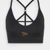 Nike Performance NIKE DRI-FIT INDY FEMME GEPOLSTERTER SPORT-BH MIT LEICHTEM HALT UND TRÄGERDESIGN - Sport-BH Mit Leichter Stützkraft - Black/metallic Gold | Damen