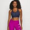 Nike Performance Damen ZIP FRONT BRA - Sport-BH Mit Mittlerer Stützkraft - Midnight Navy/white
