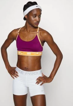 Nike Performance Damen INDY LOGO BRA - Sport-BH Mit Leichter Stützkraft - Sangria/light Curry/white